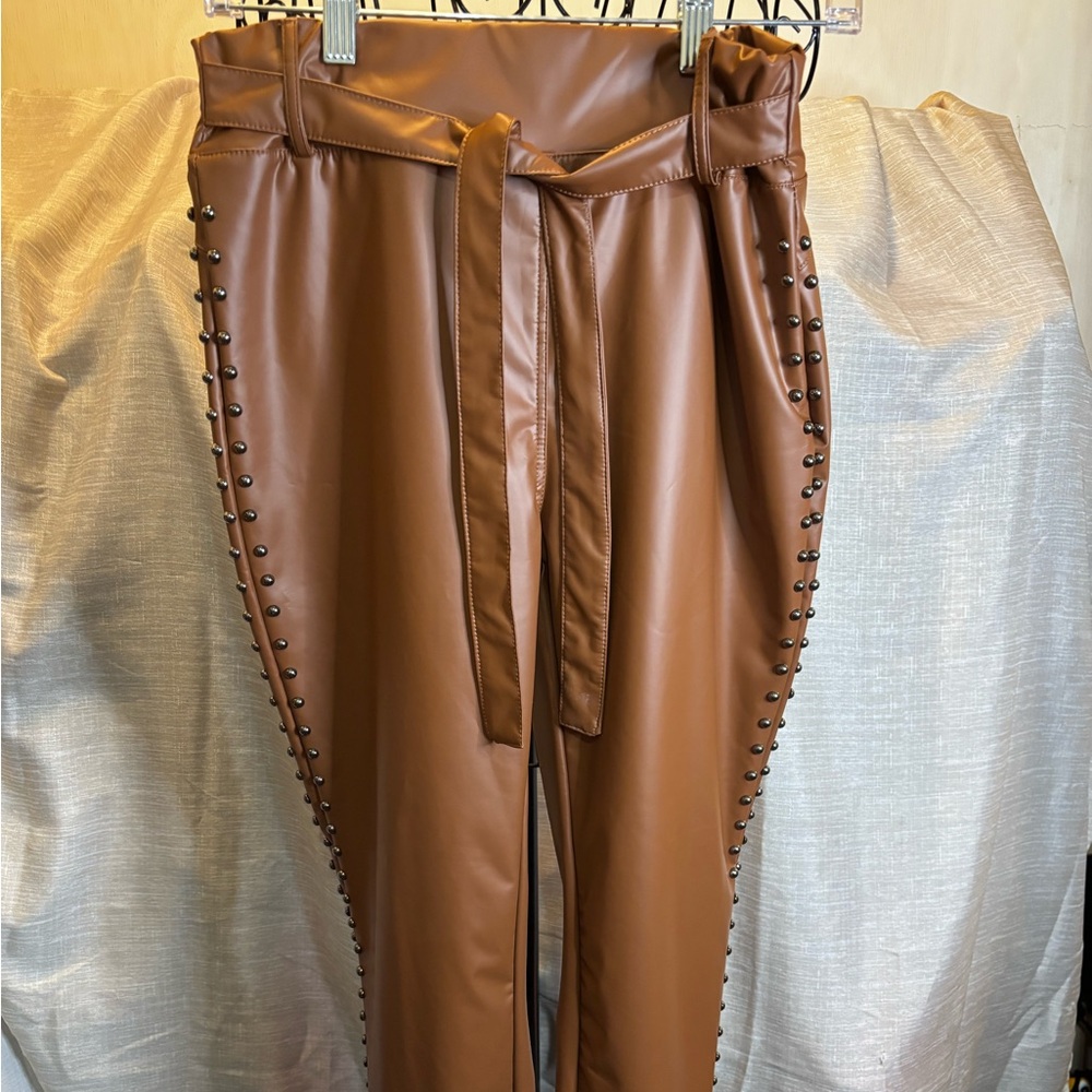 Chic Brown Studded Men's Dress Pants